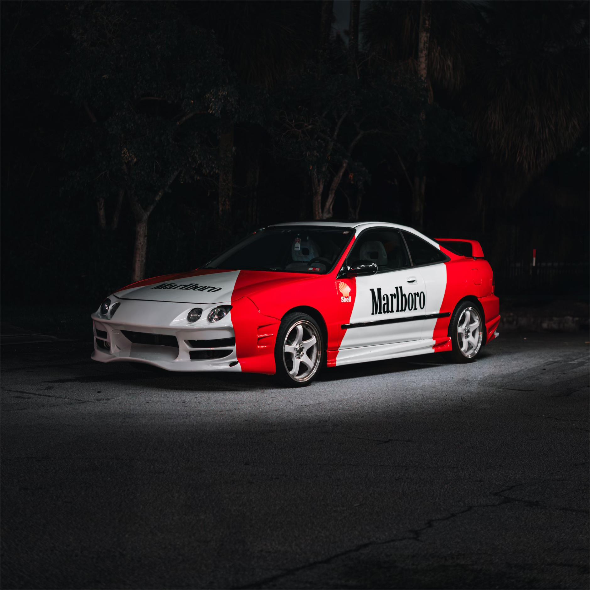 Marlboro Racing Car wrap Custom Design - White, Red and Black Car Wrap (Bundle)