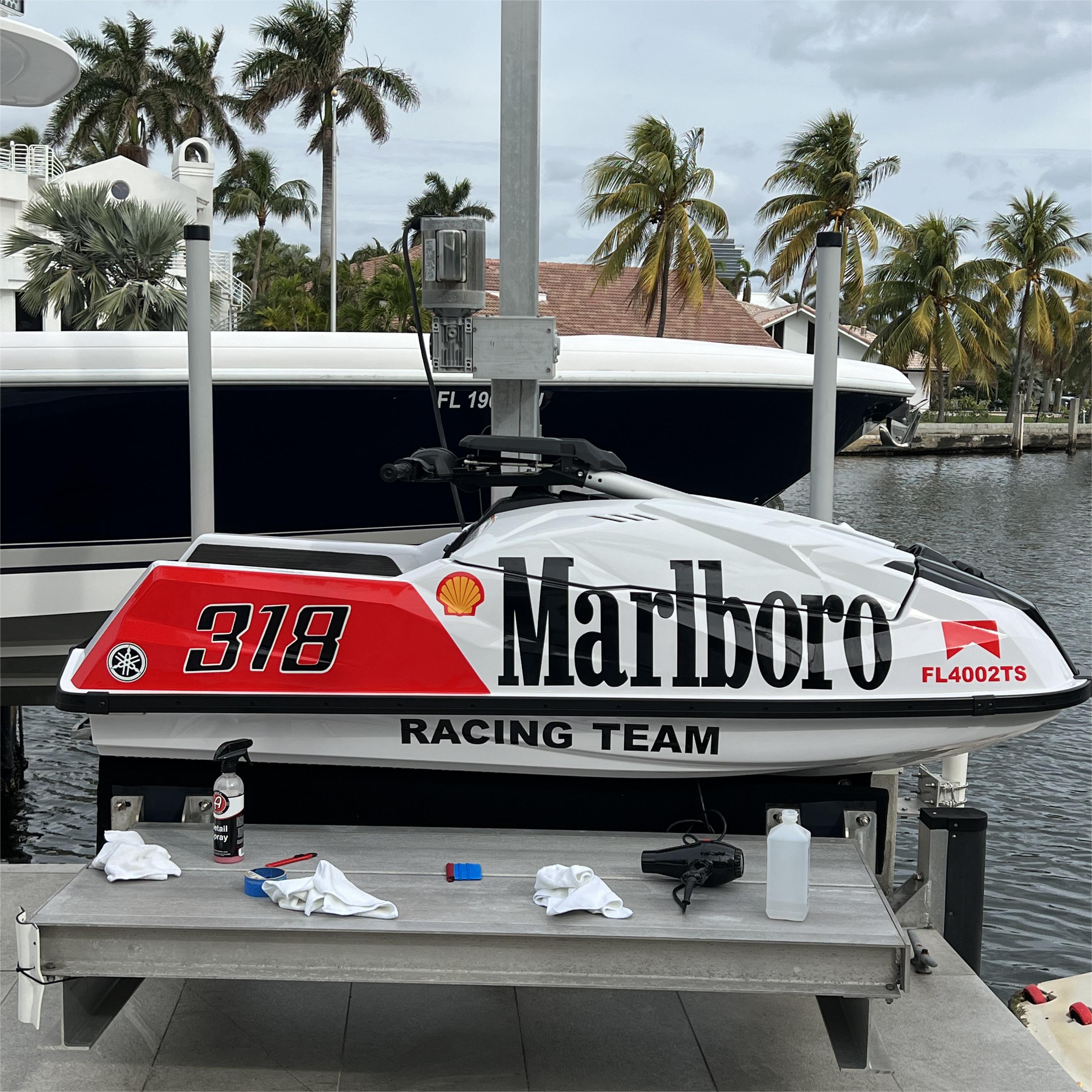 Marlboro Racing Car wrap Custom Design - White, Red and Black Car Wrap (Bundle)