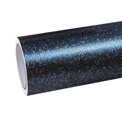 Matte Metallic Sparkle Glitter Black Car Vinyl Wrap 01