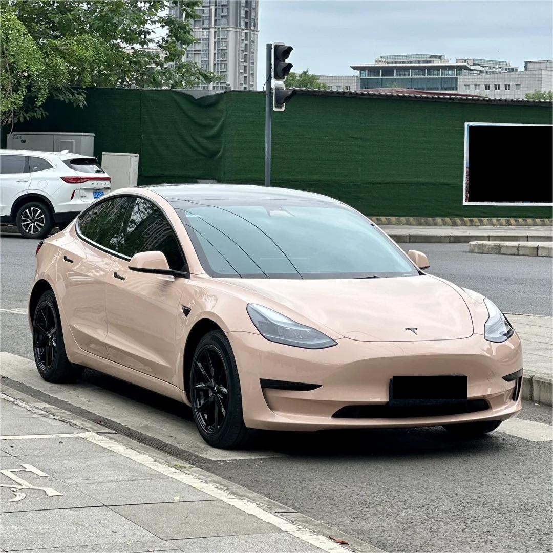 Gloss Super Shine Latte Car Vinyl Wrap PET 