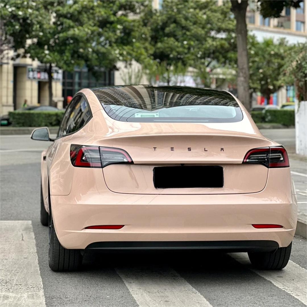 Gloss Super Shine Latte Car Vinyl Wrap PET 