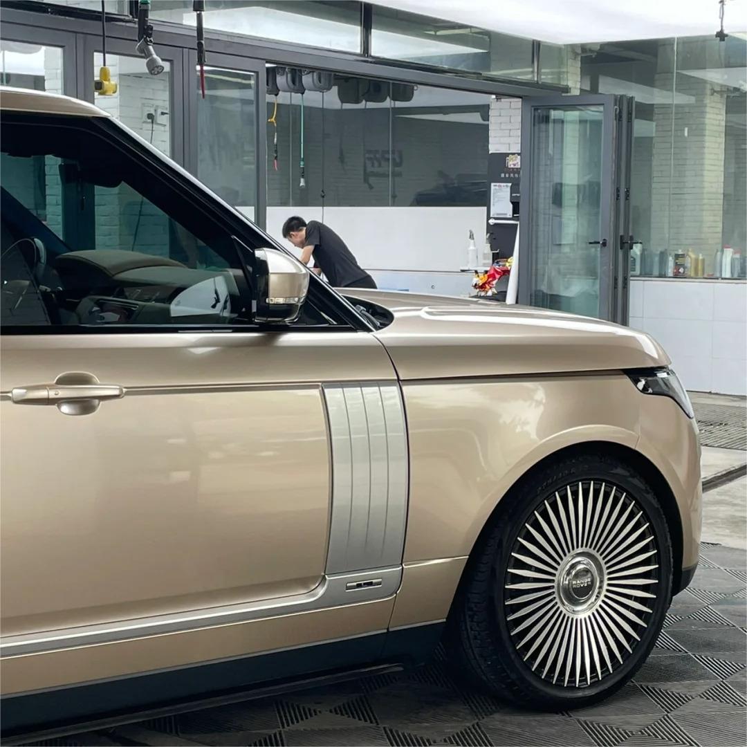 Gloss Metallic Champagne Gold Car Vinyl Wrap PET