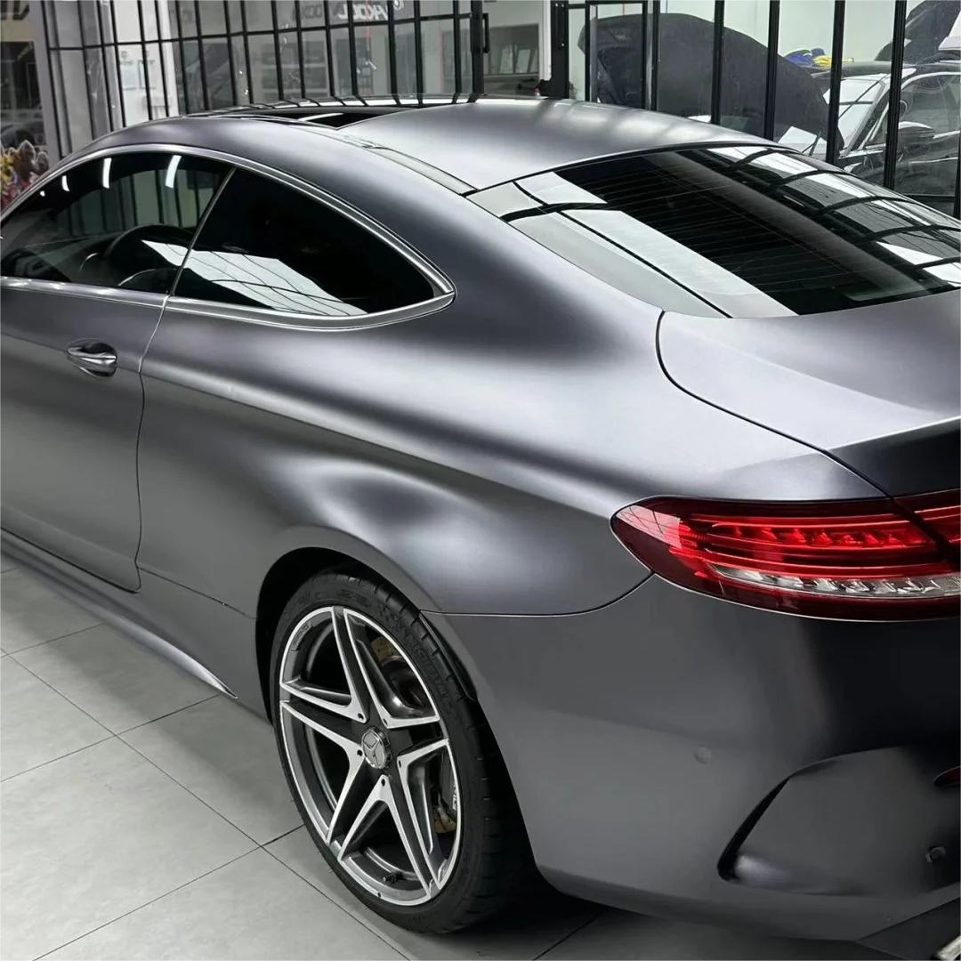 Matte Metallic Satin Mountain Grey Car Vinyl Wrap PET