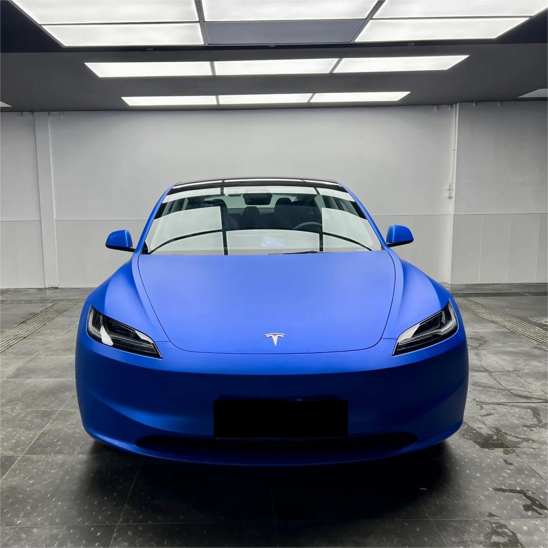 Matte Metallic Satin Chrome Blue Car Vinyl Wrap PET