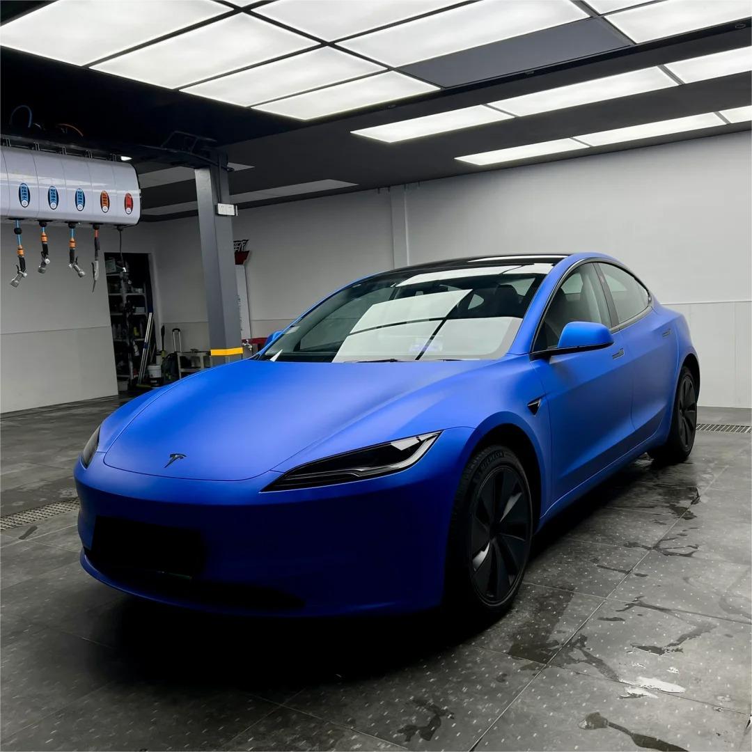 Matte Metallic Satin Chrome Blue Car Vinyl Wrap PET