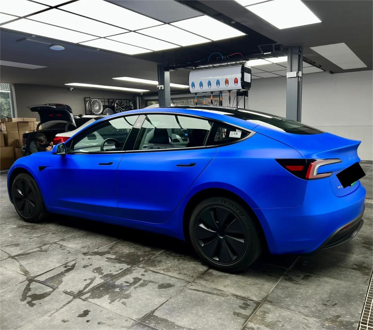 Matte Metallic Satin Chrome Blue Car Vinyl Wrap PET