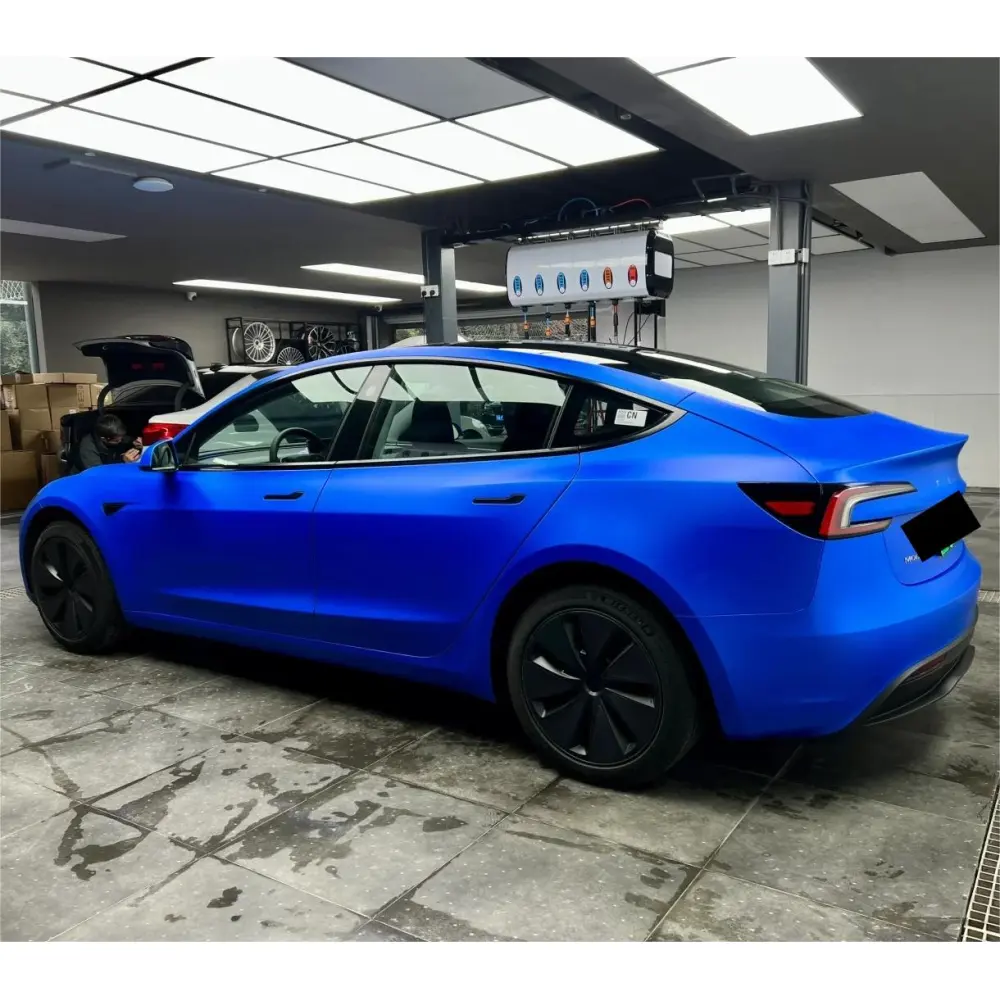 Matte Metallic Satin Chrome Blue Car Vinyl Wrap PET