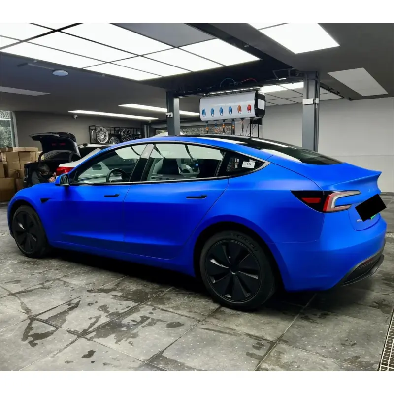 Matte Metallic Satin Chrome Blue Car Vinyl Wrap PET