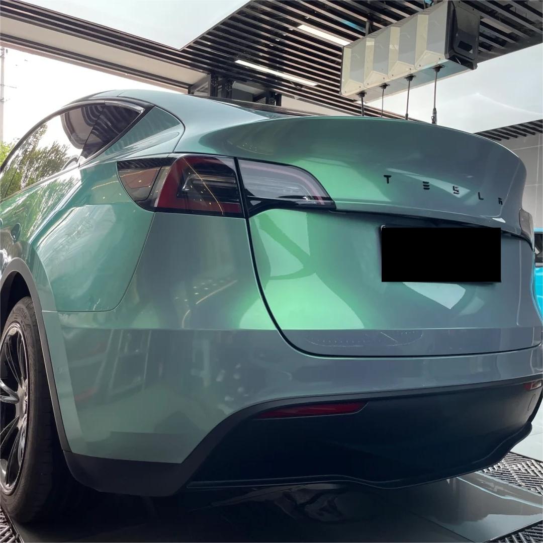 Gloss Metallic Chameleon Green Grey Car Vinyl Wrap