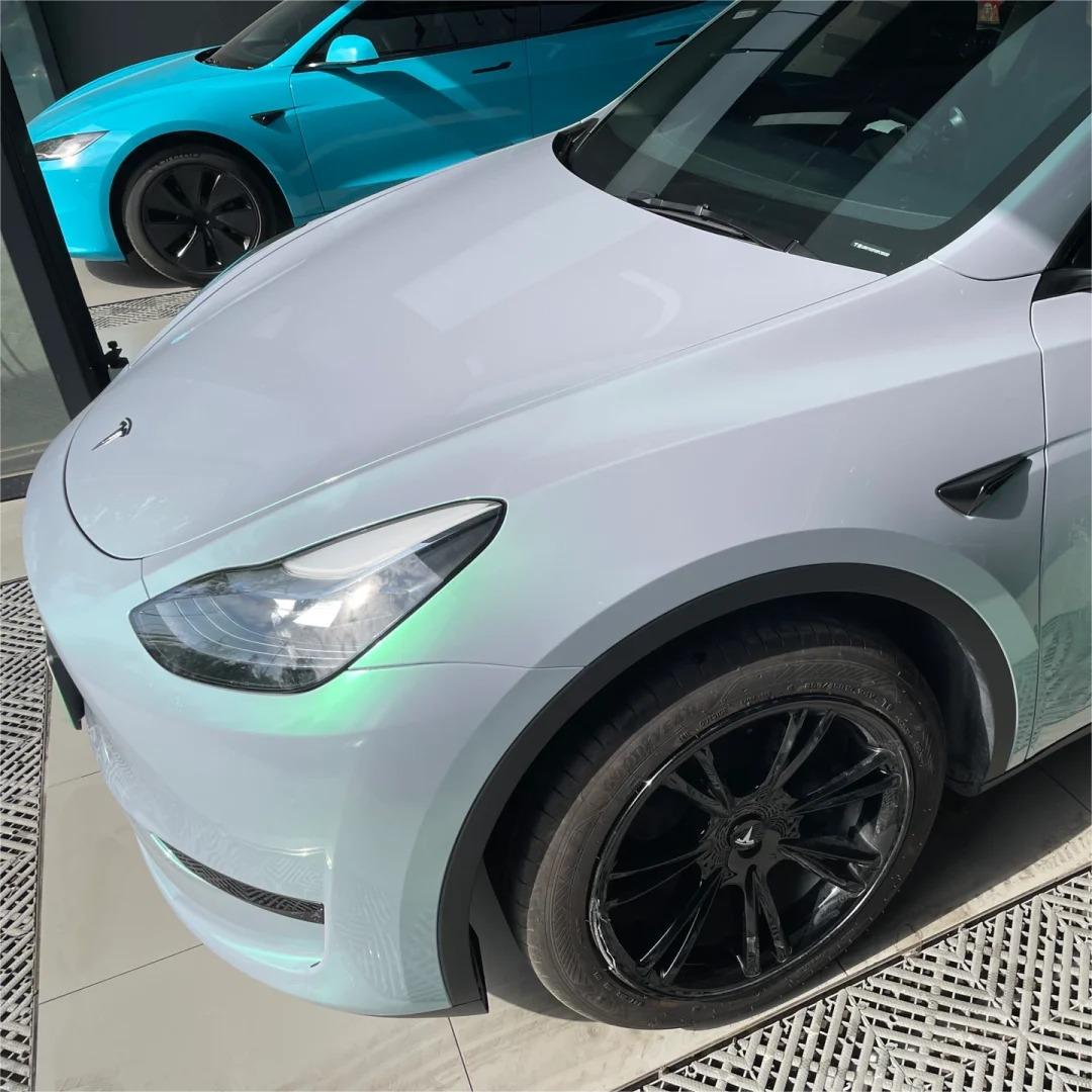 Gloss Metallic Chameleon Green Grey Car Vinyl Wrap