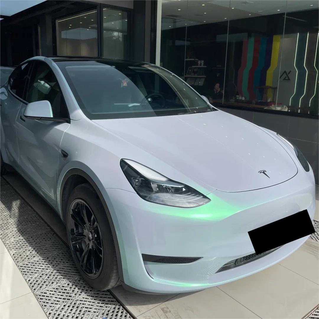 Gloss Metallic Chameleon Green Grey Car Vinyl Wrap