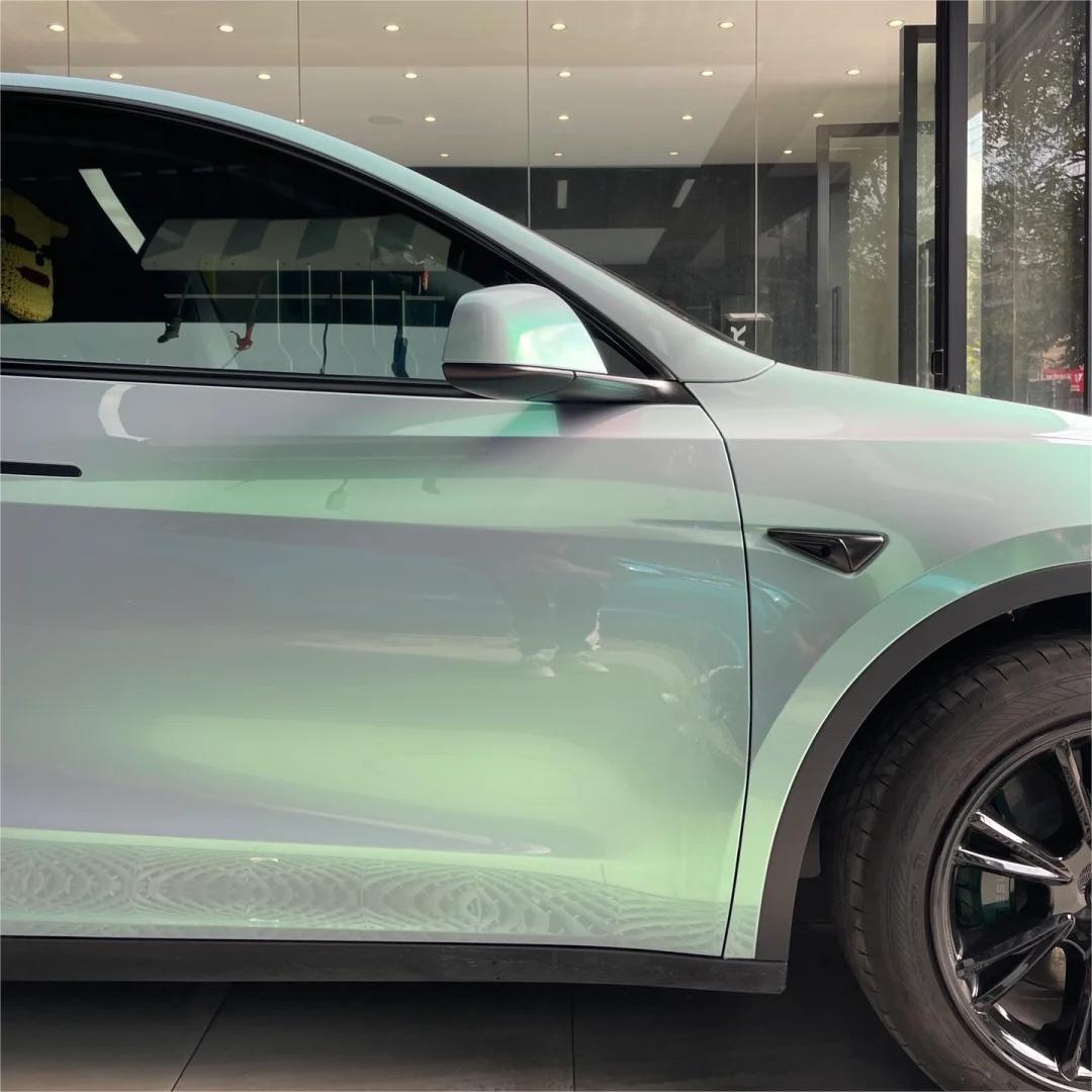 Gloss Metallic Chameleon Green Grey Car Vinyl Wrap