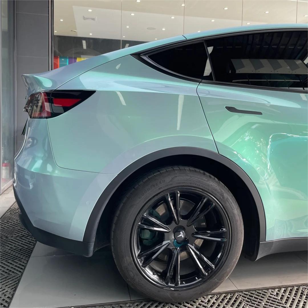 Gloss Metallic Chameleon Green Grey Car Vinyl Wrap