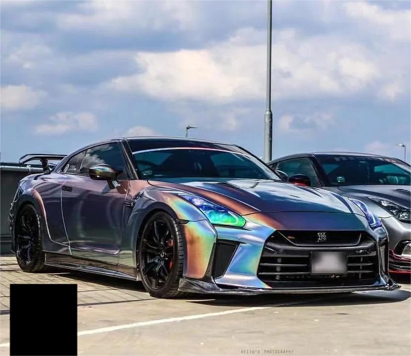 Gloss Metallic Rainbow Laser Flip Psychedelic Grey Car Vinyl Wrap