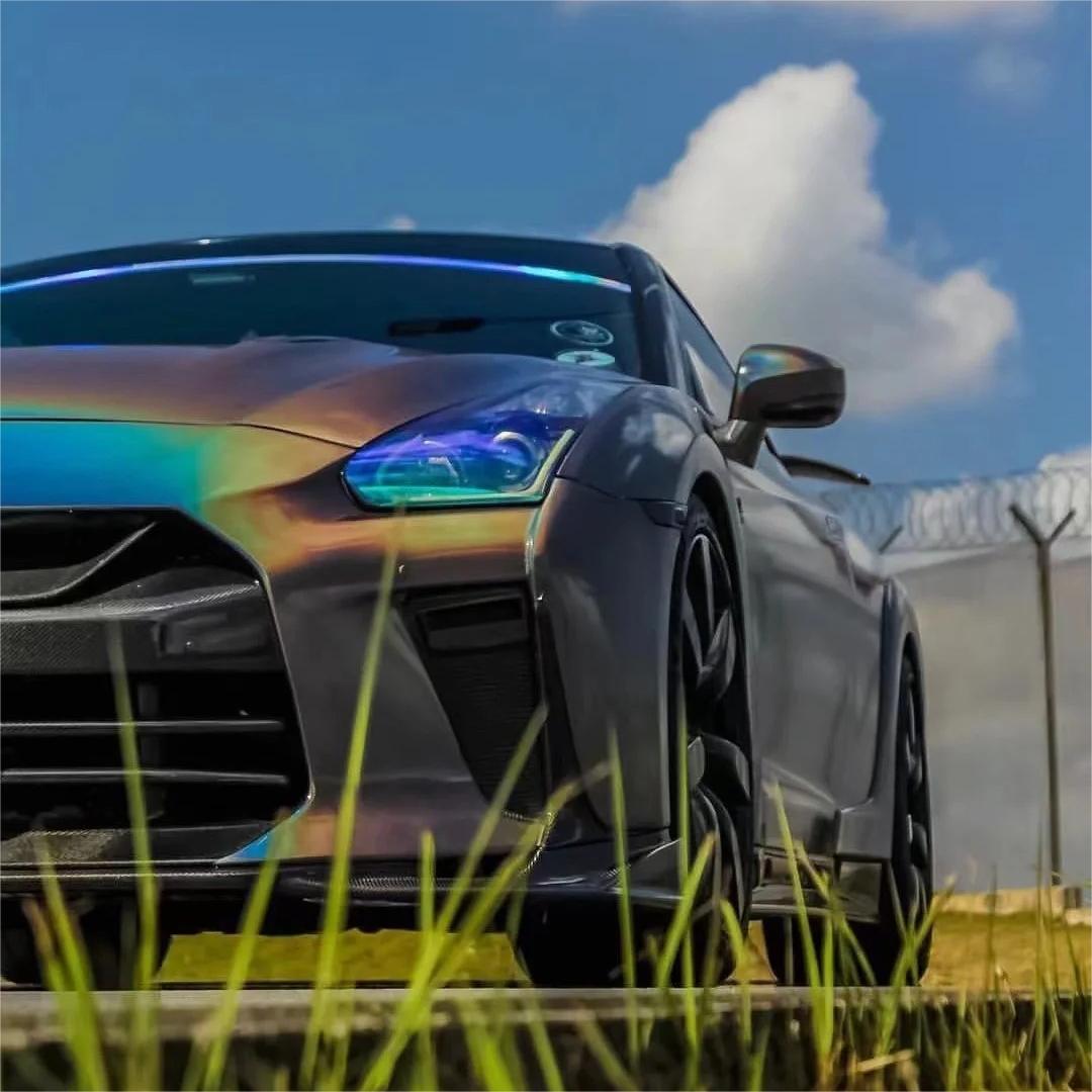 Gloss Metallic Rainbow Laser Flip Psychedelic Grey Car Vinyl Wrap
