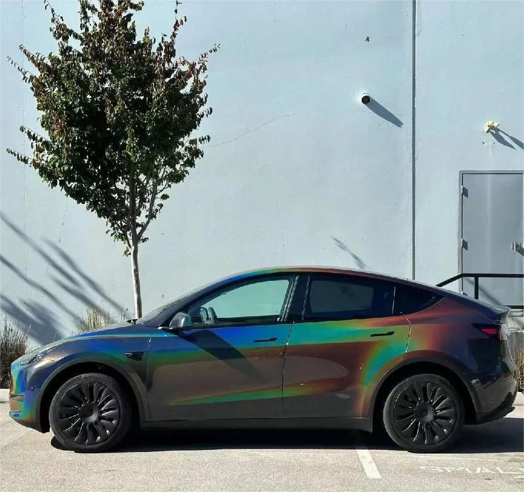 Gloss Metallic Rainbow Laser Flip Psychedelic Grey Car Vinyl Wrap