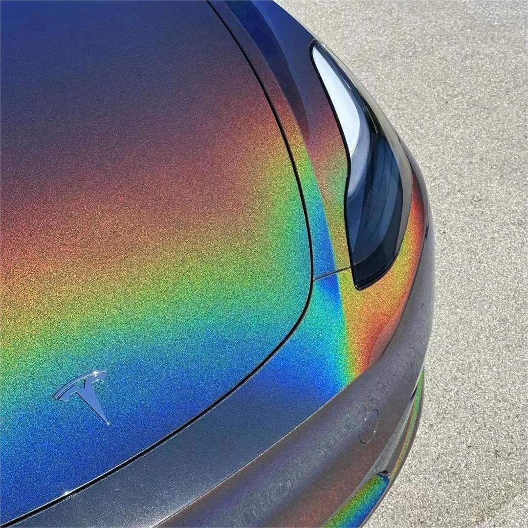 Gloss Metallic Rainbow Laser Flip Psychedelic Grey Car Vinyl Wrap