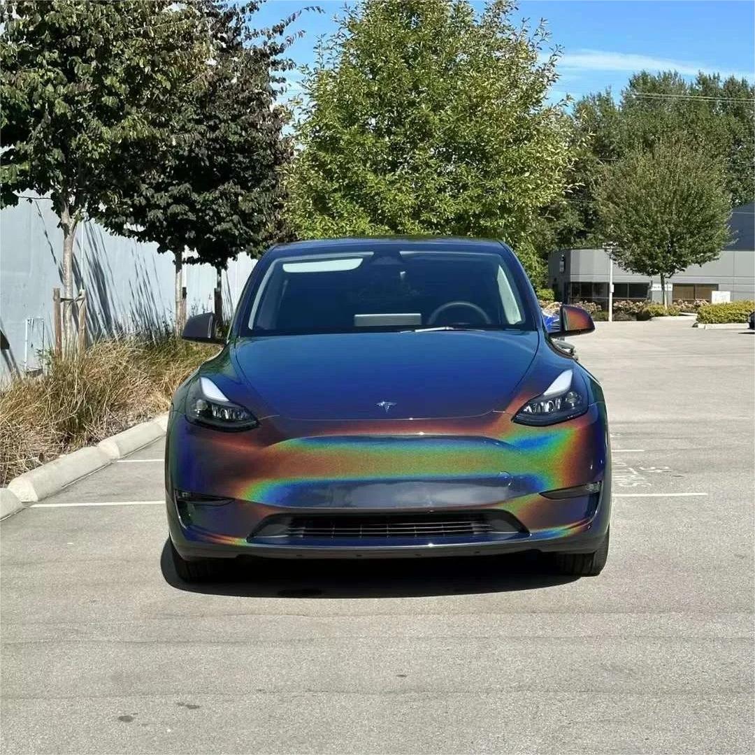 Gloss Metallic Rainbow Laser Flip Psychedelic Grey Car Vinyl Wrap