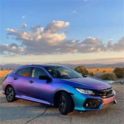 Matte Metallic Chameleon Diamond Purple Blue Car Vinyl Wrap 02