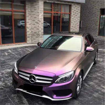 Matte Metallic Chameleon Diamond Yellow Purple Car Vinyl Wrap 02