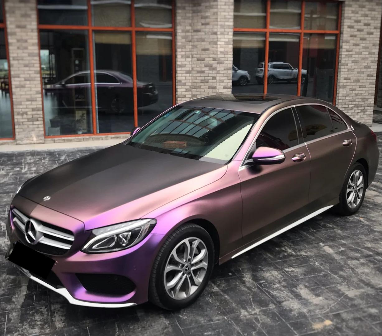 Matte Metallic Chameleon Diamond Yellow Purple Car Vinyl Wrap