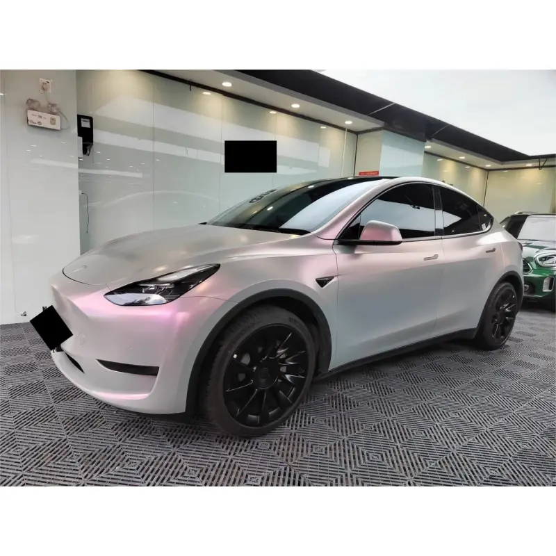 Matte Metallic Chameleon Pink Grey Car Vinyl Wrap