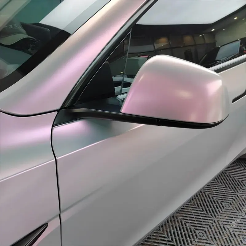 Matte Metallic Chameleon Pink Grey Car Vinyl Wrap