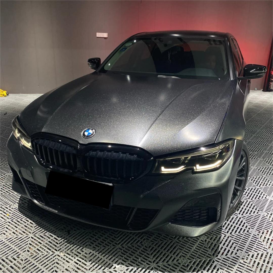 Gloss Metallic Diamond Graphite Black Car Vinyl Wrap