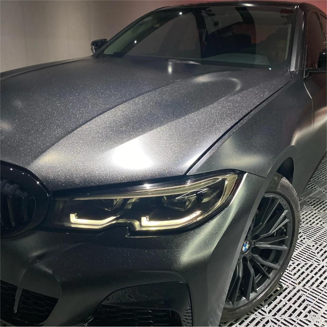 Gloss Metallic Diamond Graphite Black Car Vinyl Wrap