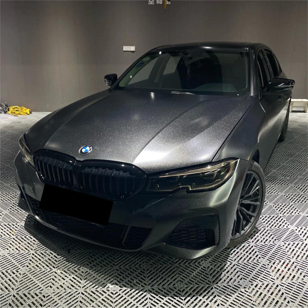 Gloss Metallic Diamond Graphite Black Car Vinyl Wrap