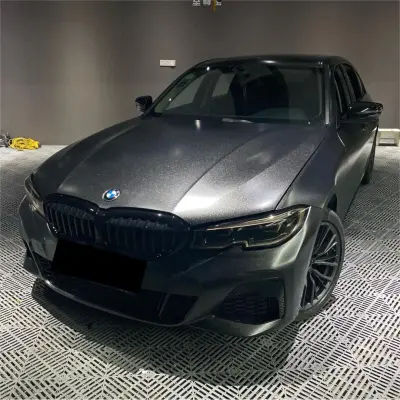 Gloss Metallic Diamond Graphite Black Car Vinyl Wrap 02