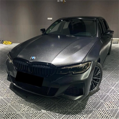 Gloss Metallic Diamond Graphite Black Car Vinyl Wrap 02