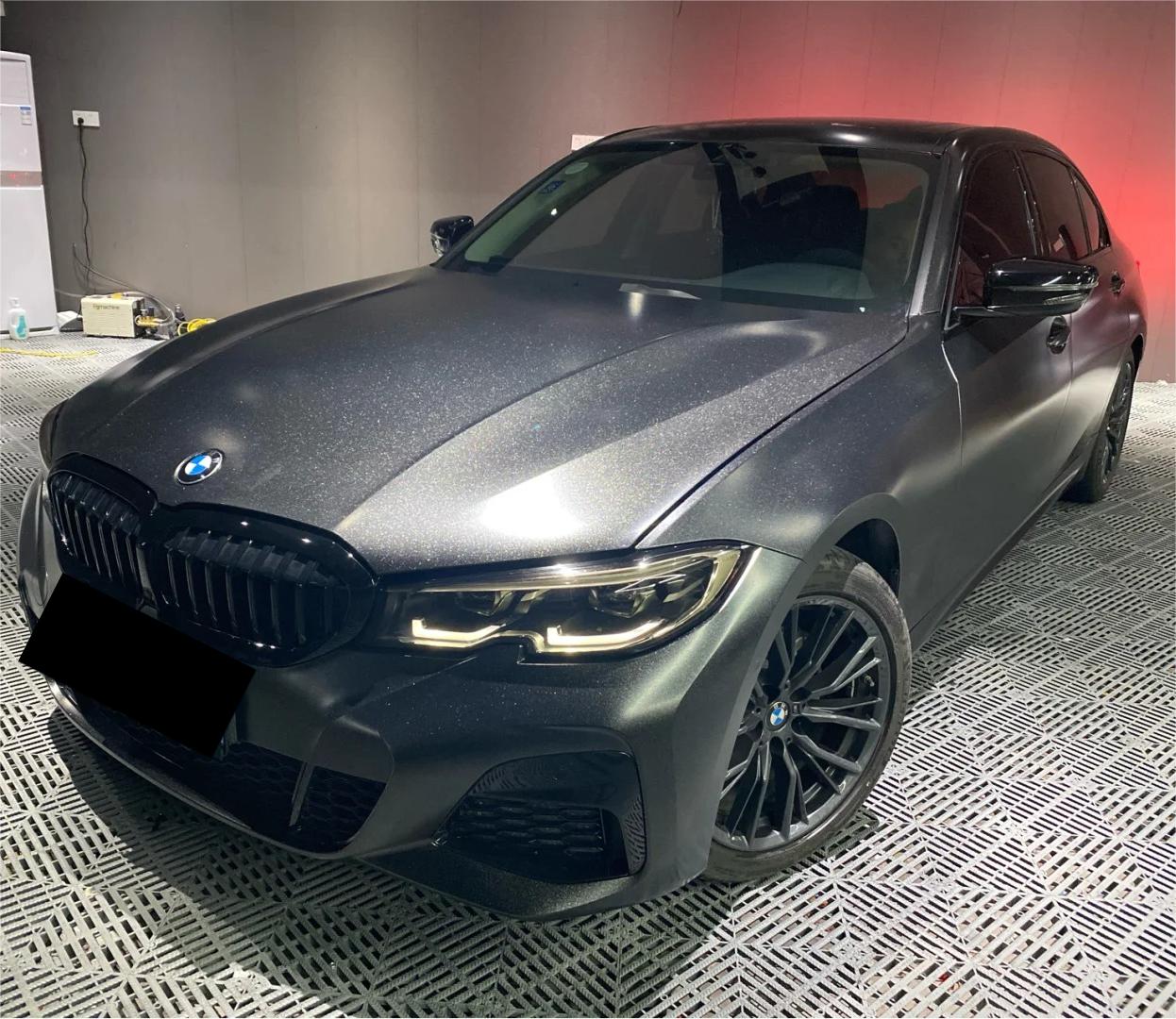 Gloss Metallic Diamond Graphite Black Car Vinyl Wrap
