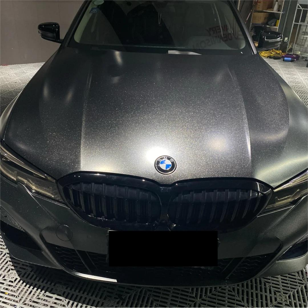 Gloss Metallic Diamond Graphite Black Car Vinyl Wrap