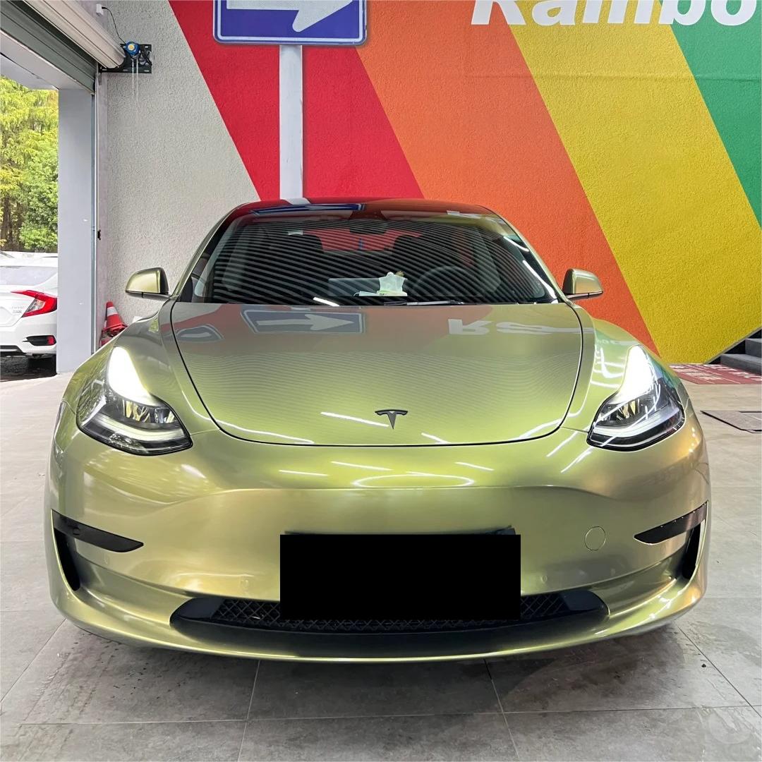 Gloss Metallic Green Gold Car Vinyl Wrap