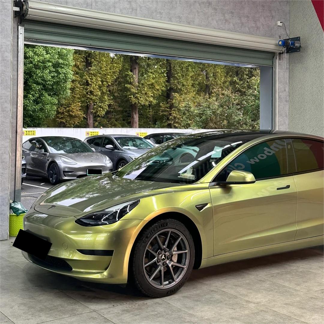 Gloss Metallic Green Gold Car Vinyl Wrap