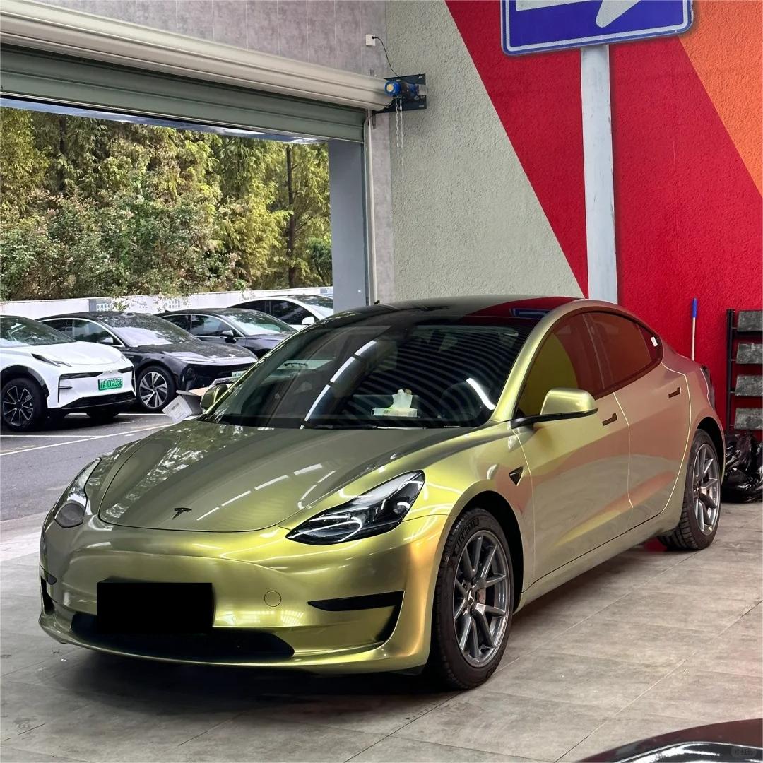 Gloss Metallic Green Gold Car Vinyl Wrap