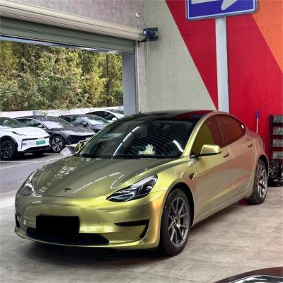 Gloss Metallic Green Gold Car Vinyl Wrap 02