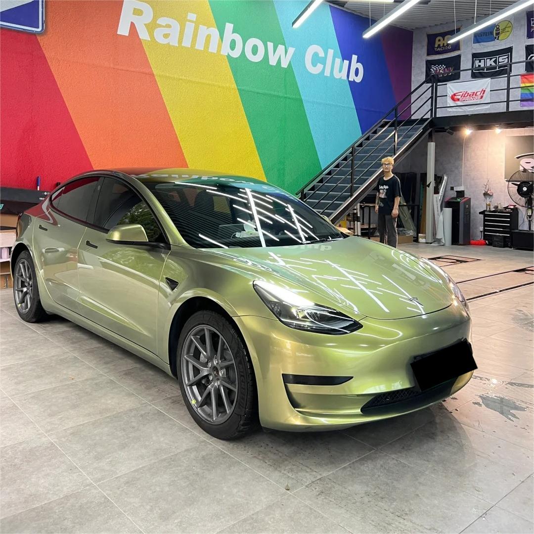 Gloss Metallic Green Gold Car Vinyl Wrap