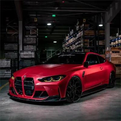 Matte Metallic Ceramics Red Car Vinyl Wrap 02