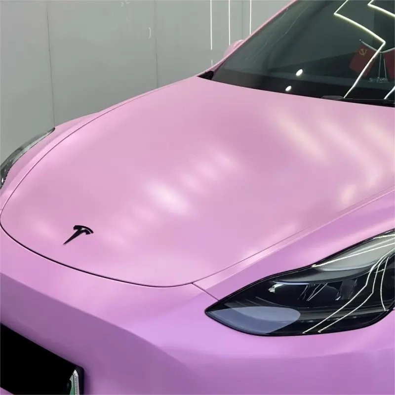Matte Satin Bubblegum Pink Car Vinyl Wrap | Hot Pink Car Wrap