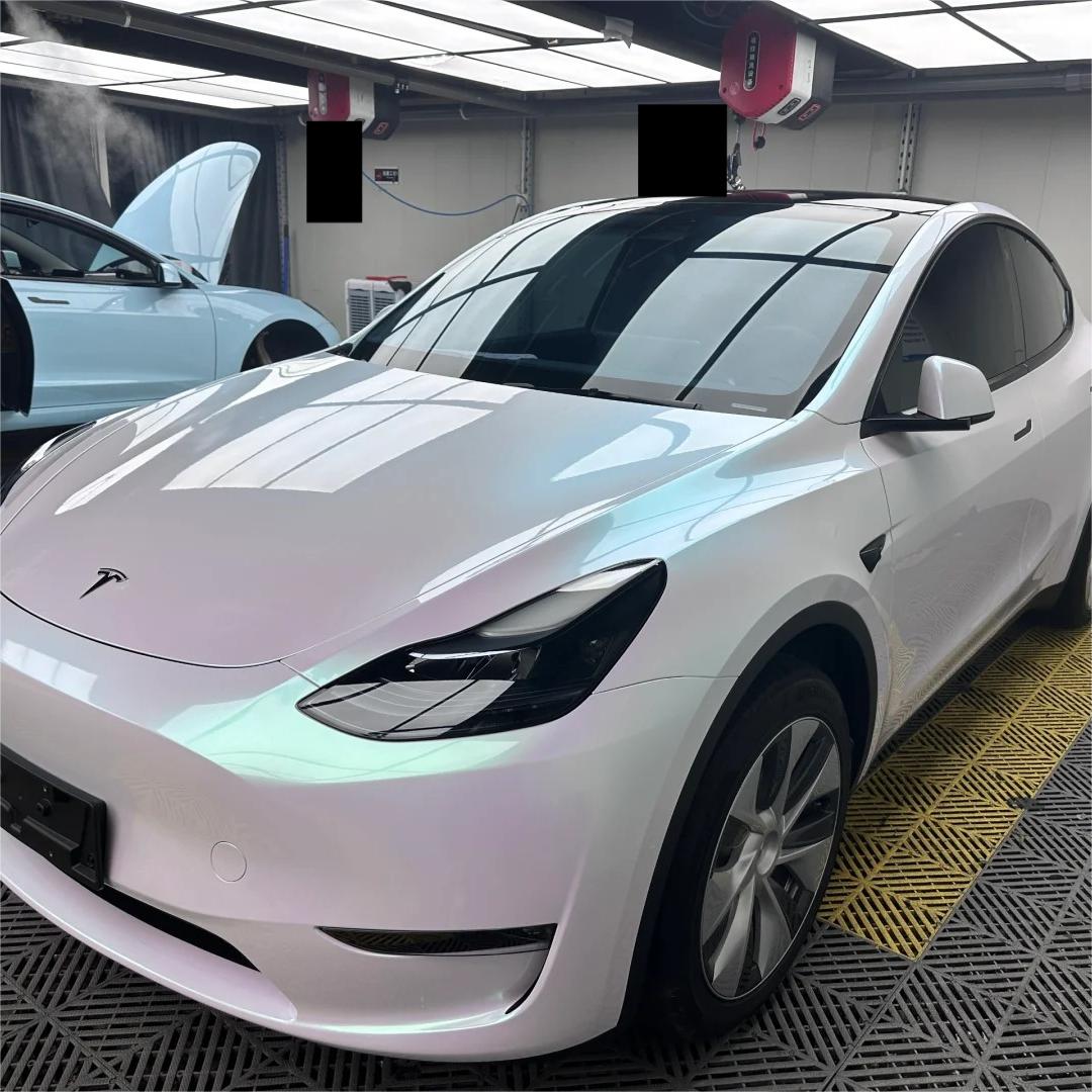Gloss Metallic Chameleon Aurora White Car Vinyl Wrap Sale