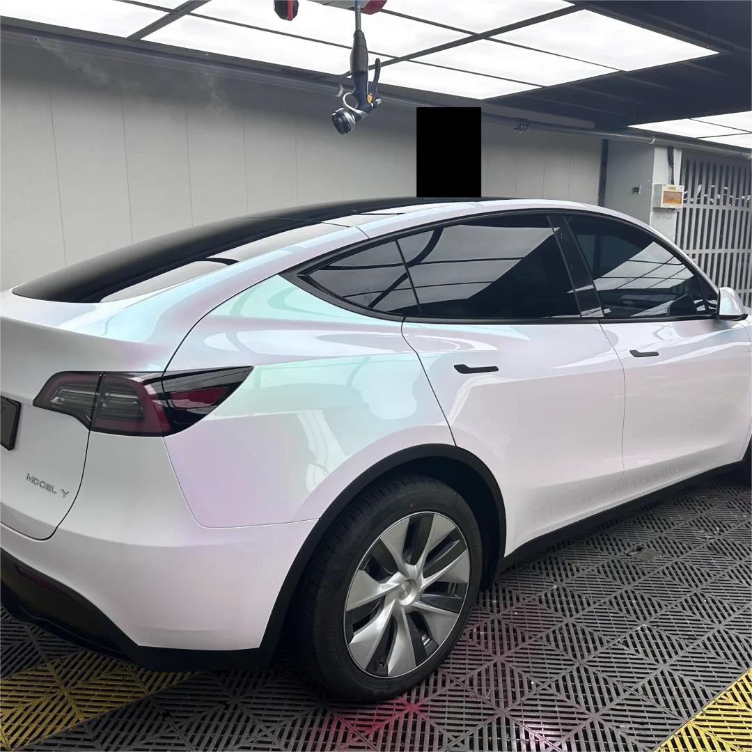 Gloss Metallic Chameleon Aurora White Car Vinyl Wrap Sale