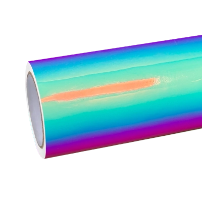 Gloss Rainbow Holographic Chrome White Car Vinyl Wrap 01