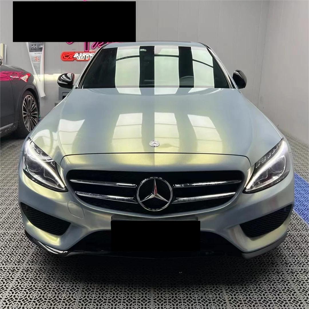 Gloss Metallic Diamond Chameleon Grey Gold Car Vinyl Wrap