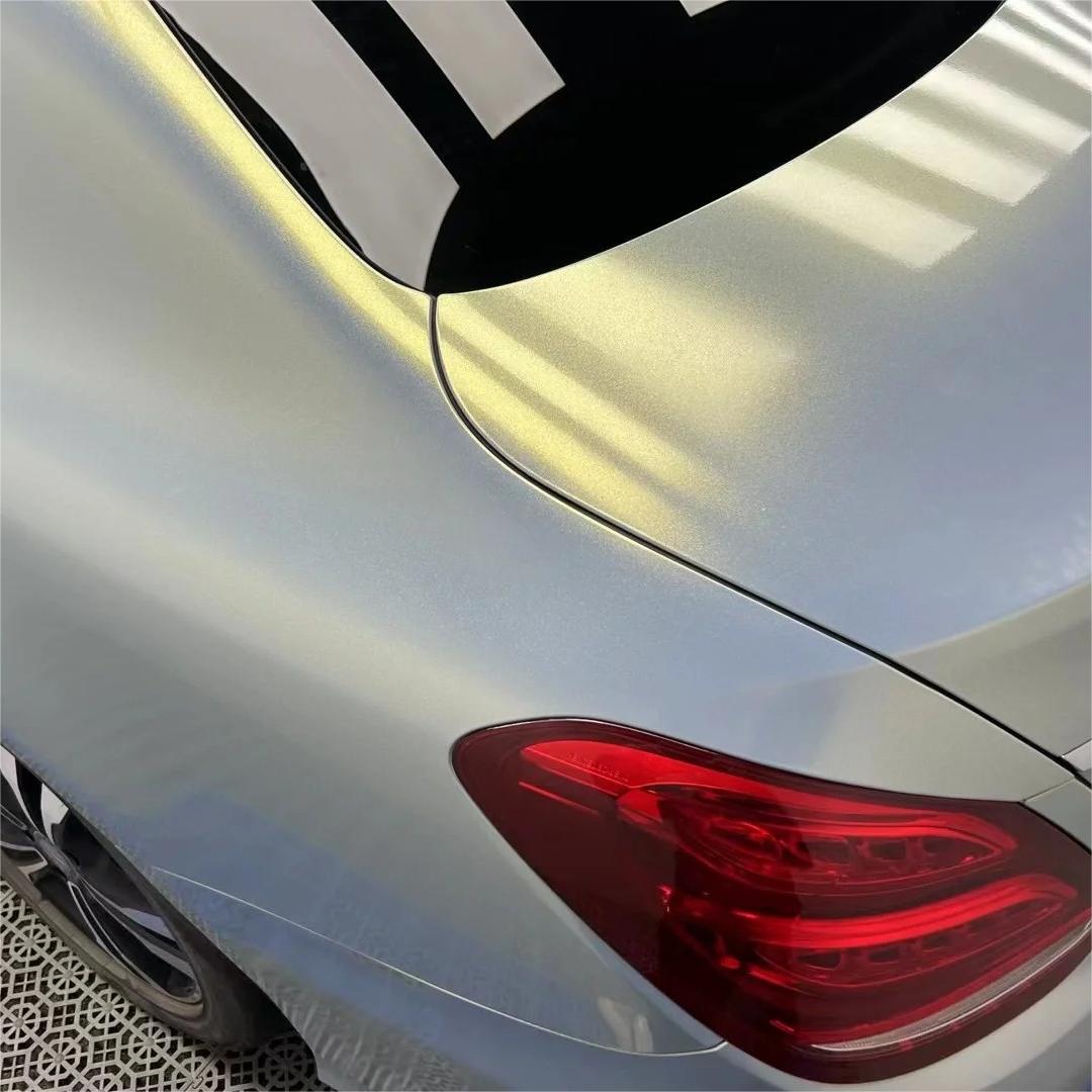 Gloss Metallic Diamond Chameleon Grey Gold Car Vinyl Wrap