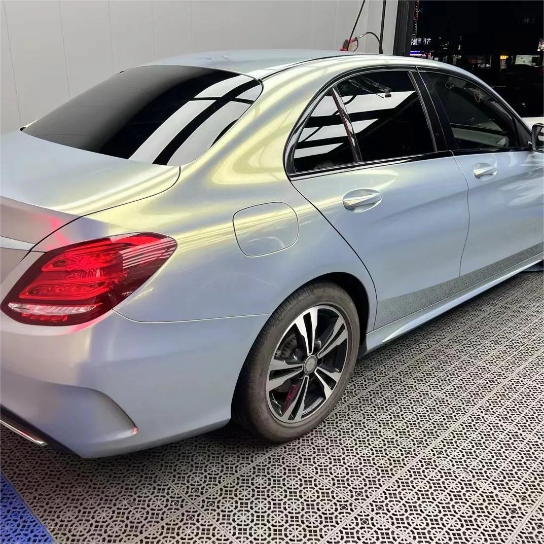 Gloss Metallic Diamond Chameleon Grey Gold Car Vinyl Wrap