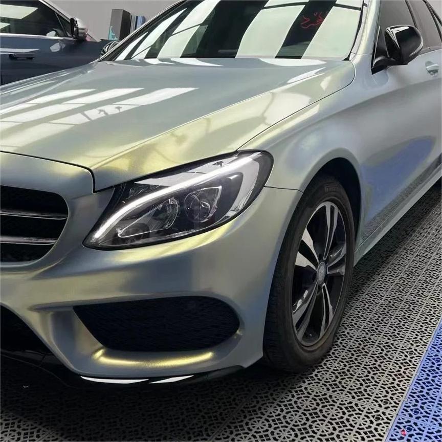 Gloss Metallic Diamond Chameleon Grey Gold Car Vinyl Wrap