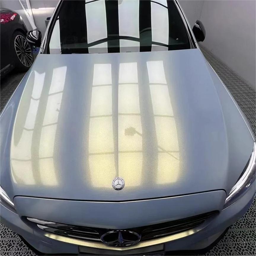 Gloss Metallic Diamond Chameleon Grey Gold Car Vinyl Wrap