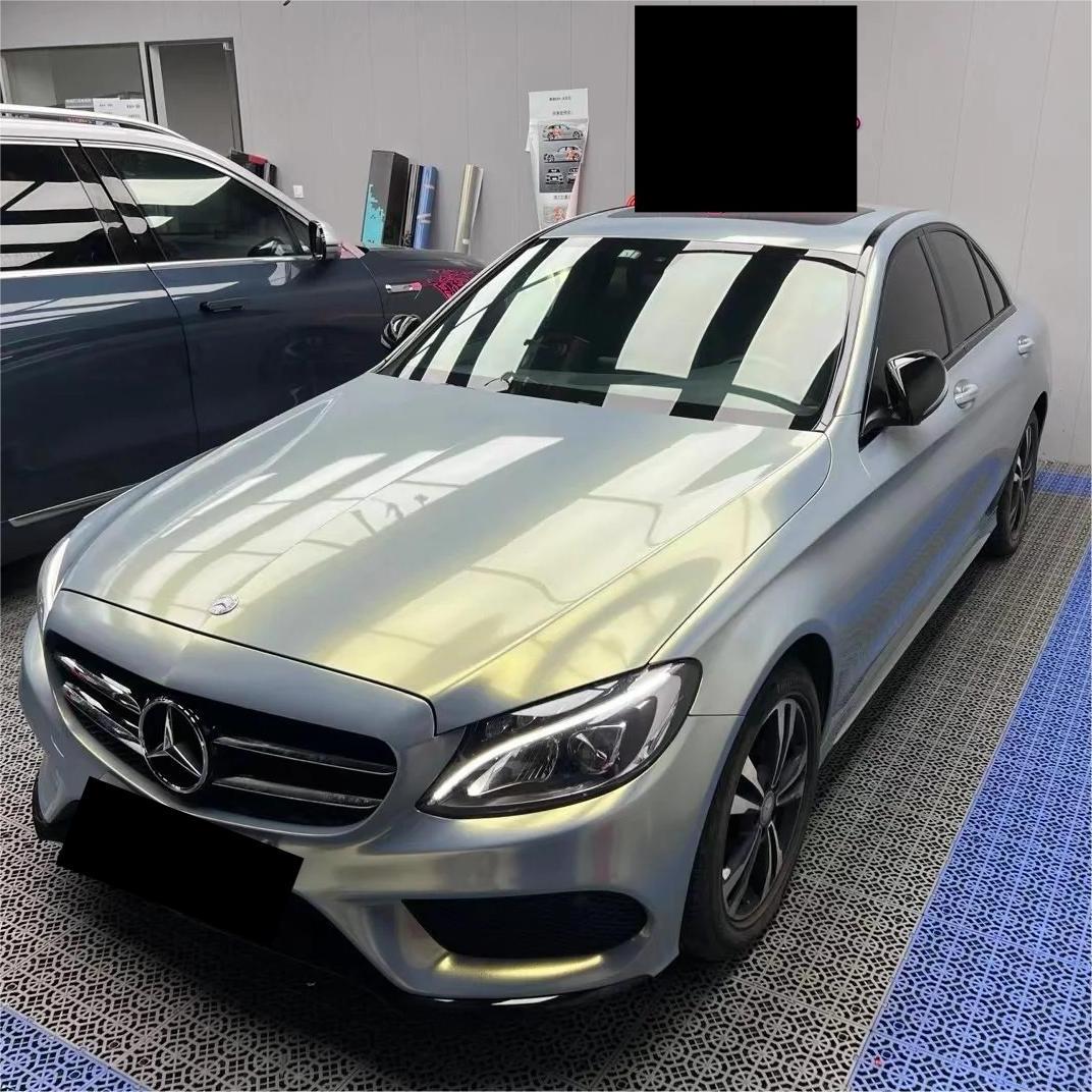 Gloss Metallic Diamond Chameleon Grey Gold Car Vinyl Wrap